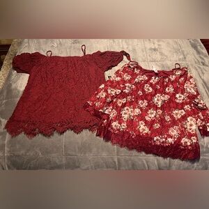 On Running Burgundy Lace Women's Blouses
